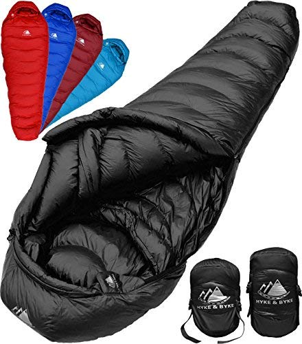 Hyke & Byke 650 Fill Power Down Sleeping Bag for Backpacking – Quandary 15 Degree F Ultralight