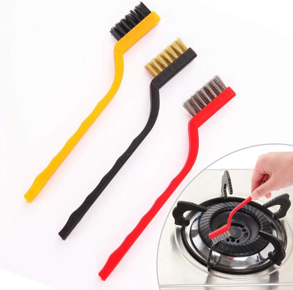 ZNMUCgs 3 Pcs/Set Kitchen Gas Burner Cooker Pot Hearth Cleaning Brush Fibers Brush Set Mixed Smoke Machine Brush Cleaner Set