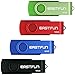 EASTFUN 4 Pack 16GB USB 2.0 Flash Drives Thumb Drives Memory Stick (4 Pcs Colors: Black Blue Red Green)
