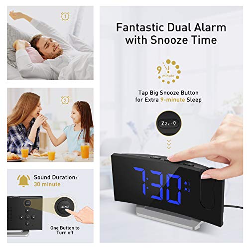 Mpow Projection Alarm Clock, FM Radio Alarm Clock, Digital Clock with
