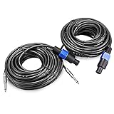 50 FT 14 Gauge Speaker Cable Speakon to 1/4'' Male Speakon Cable,Audio Amplifier and Professional Devices Cable for Microphone,DJ Speaker-2Pcs