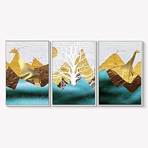 Framed Canvas Wall Art for Living Room, Bedroom Abstract Landscape Dream Place Canvas Prints for Home Decoration Ready to Hanging - 16"x24"x3 Panels