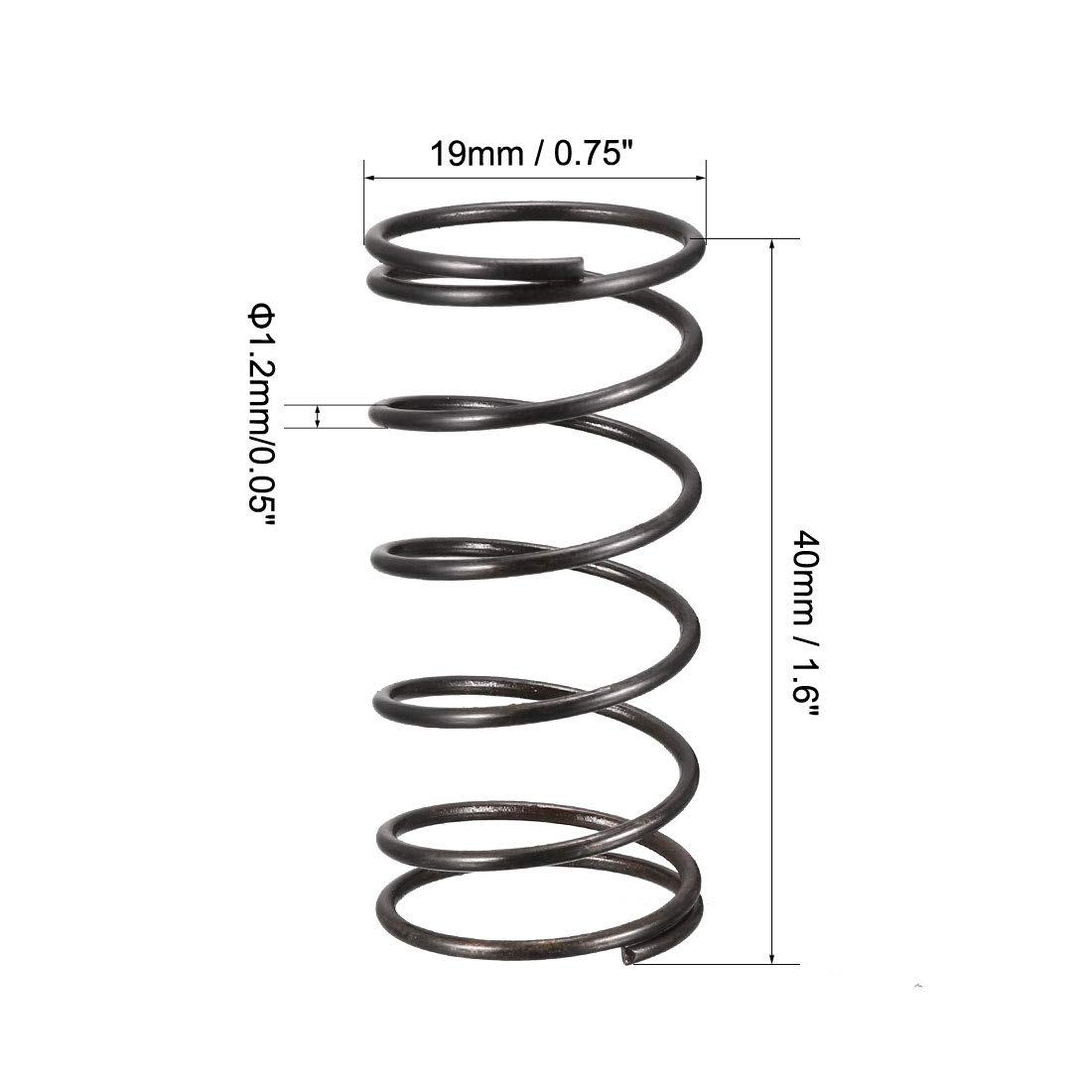 sourcingmap Compression Spring - 1.2mm Wire Dia , 19mm OD , 40mm Free Length Spring Steel Extension Spring,Black,10Pcs - Image 3