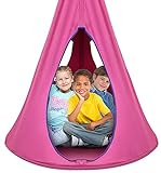 Sorbus Kids Nest Swing Chair Nook - Hanging Seat Hammock for Indoor Outdoor Use - Great for Children, All Accessories Included (40 Inch, Nest Pink)