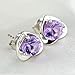Sealike Super Cute Amethyst Purple Crystal Diamond Design Heart Shape Stud Earrings Jewelry Women Lady Girls with a Stylus