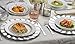 Laura Stein Designer Dinnerware Set of 64 Premium Plastic Wedding/Party Plates: White, Silver Rim. Set Includes 32 10.75