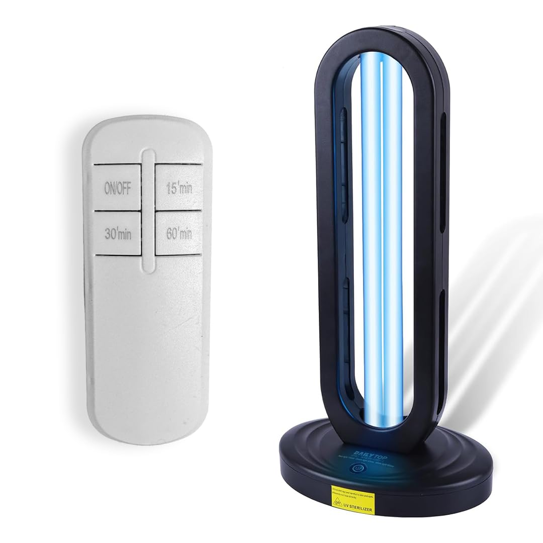 DEMPOWER UV Light Sanitizer, UVC Light Sanitizer for Room, Ultraviolet Light with 3 Speed Timing and Remote Control 38W-110V UV Lamp for Home,Kitchen, Baby Room, Office (Black)
