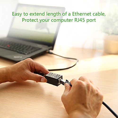 UGREEN RJ45 Coupler 2 Pack In-Line Coupler Cat7/Cat6/Cat5e Ethernet Cable Extender Adapter Female to Female (Black)