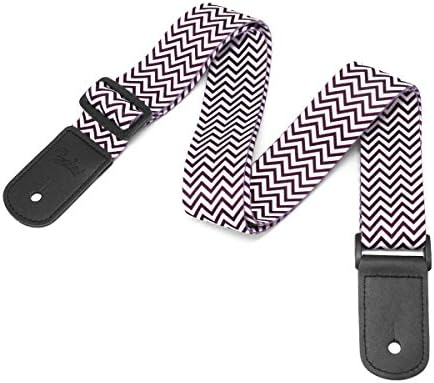 BestSounds Ukulele Strap PL2002 - Soft Stripe Ukulele Strap & Leather Adjustable Uke Shoulder Strap Suit for All Ukulele (Purple)