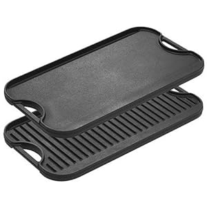 Lodge Pre-Seasoned Cast Iron Reversible Grill/Griddle With Handles, 20 Inch x 10.5 Inch - One tray