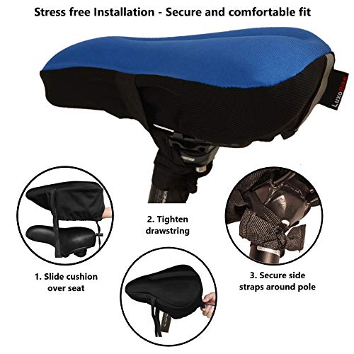 LuxoBike Padded Gel Bike Seat Cover Bicycle Seat Cover Bicycle Seat