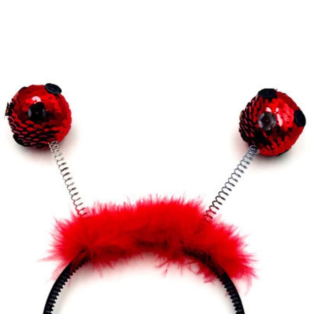 Lurrose Ladybird Head Bopper Party Cute Ball Feather Headband for Kids