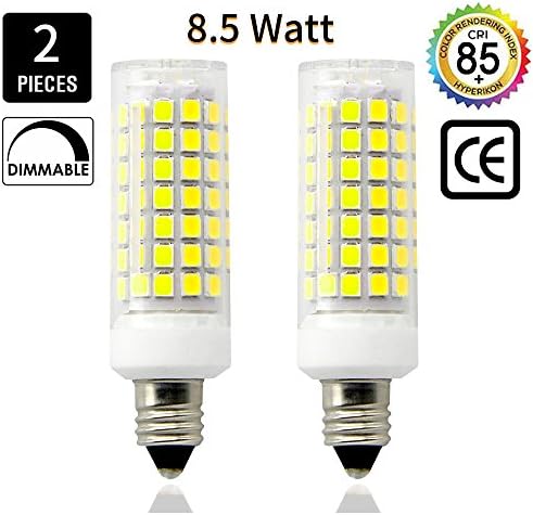 E11 LED Light Bulb 8.5W , 70W or 100W 110V/120v/130v Halogen Bulbs Equivalent Mini Candelabra jd E11 Base T3/T4 LED Bulb dimmable for Ceiling Fan, Indoor Lighting-2packs (Daylight White 6000K)
