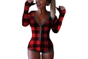 Roselux Women's Sexy Deep V Neck Shorts Long Sleeve Knitted One Piece Bodysuit Sexy Pajama Onesie Bodycon Rompers Overall