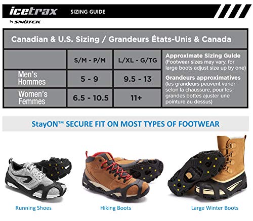 ICETRAX V3 Pro Winter Ice Grips for Shoes and Boots - Ice Cleats for Snow and Ice, StayON Toe, Reflective Heel (V3 HEX, L/XL (Men: 9.5-13 / Women: 11+))