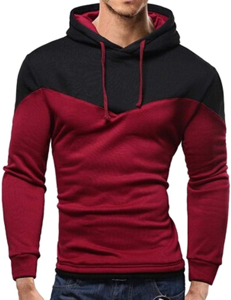 Hoodies for Men, Pervobs Men's Autumn Casual Loose Patchwork Long Sleeve Hooded Sweatshirt Hoodies