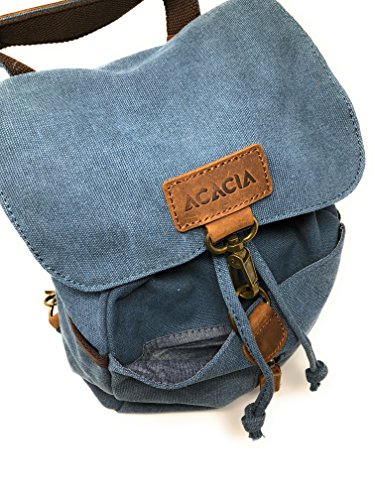 Nickanny's Conceal Carry Purse Multi Pocket Backpack Sling -Water Repellent Canvas for Women, Girls or Men-Unisex-Crossbody Convertible-Photography Rucksack Bag (Blue) - Thumbnail 6