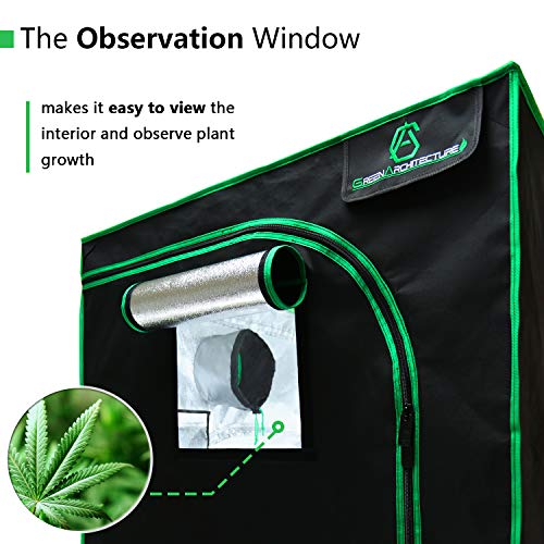 GA 55"x55"x80" Reflective Mylar Hydroponic Grow Tent with Observation Window and Waterproof Floor Tray for Indoor Plant Growing 4x2 4.6x4.6 (4.6x4.6)
