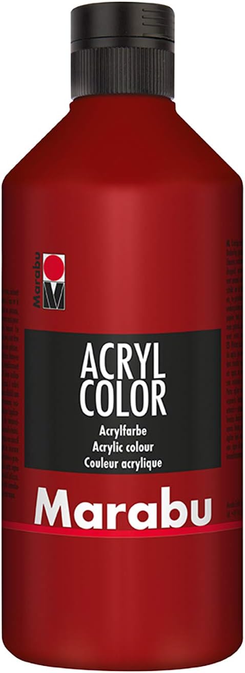 Marabu Color Ruby Red 500ml Creamy Acrylic Water Based Quick Drying Non-Fading Waterproof Paint Brush Sponge on Canvas