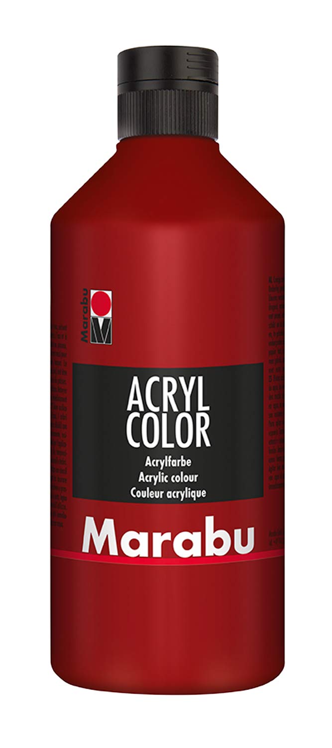 Marabu Color Ruby Red 500ml Creamy Acrylic Water Based Quick Drying Non-Fading Waterproof Paint Brush Sponge on Canvas, Paper and Wood, 500 ml (Pack of 1)