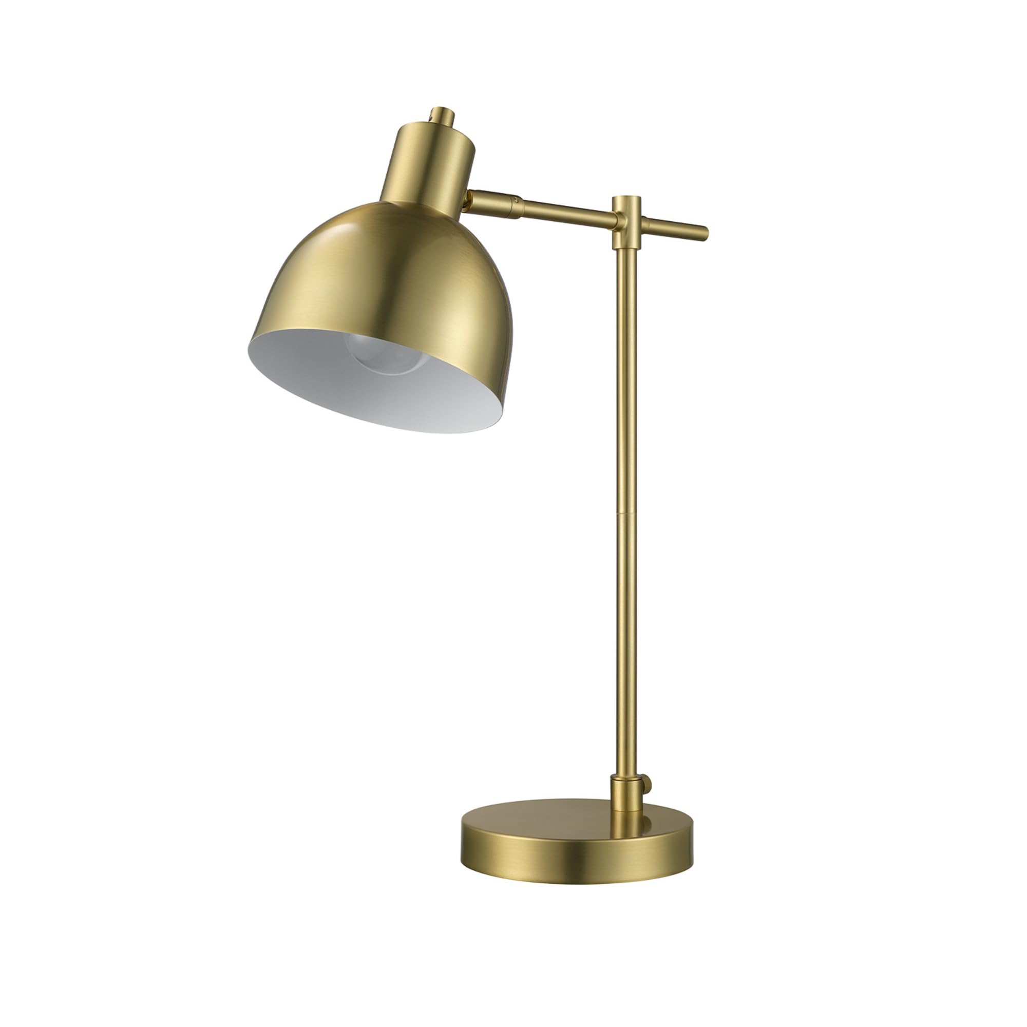 Globe Electric 61000058 18" Desk Lamp, Matte Brass Finish, Metal Shade, Adjustable Pivot Joint, Rotary Switch, Modern Lighting for Bedroom or Office, Timeless, Lights for Home, E26 Base Image