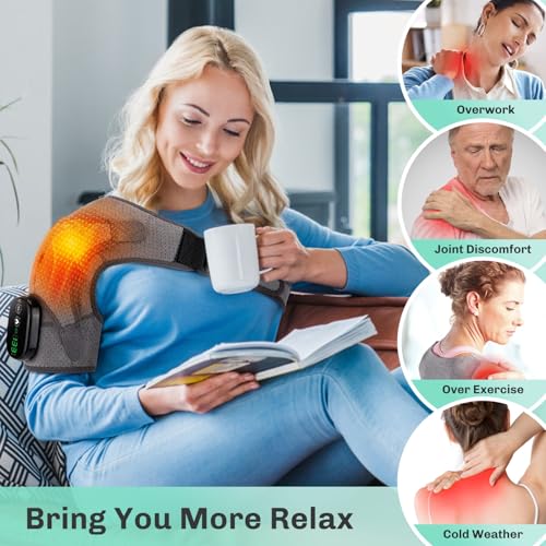 Beauenty Shoulder Massager,Heated Shoulder Brace Wrap And Heating Pad With 3 Heating Setting,Shoulder Massager For Office Relax,Left Right Shoulder Massage,Gift For Men Women