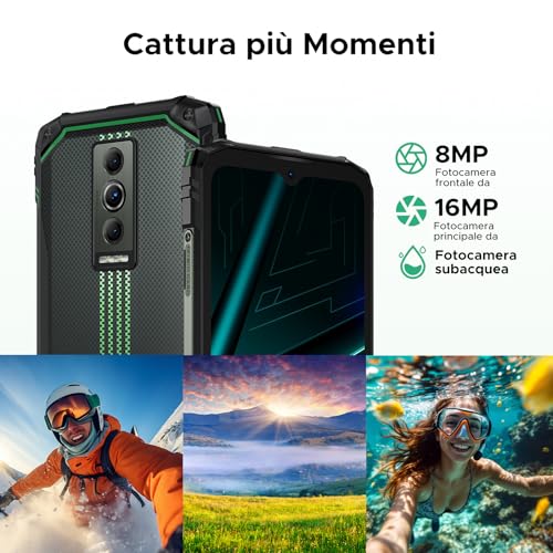DOOGEERugged Blade 10 Energy Rugged Smartphone 4.5G, 24GB+128GB(TF 2TB), 6.56" HD+90Hz Indestructible Phone Android 15, 6150mAh Battery, Octa Core, 16MP+8MP, Widevine L1/IP68/P69K/GPS/Face ID/NFC