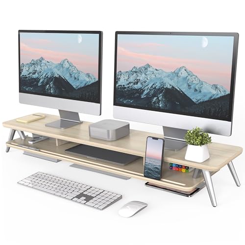 Fenge Monitorständer, für Laptop PC TV, Monitor Stand, Eiche, 108cm