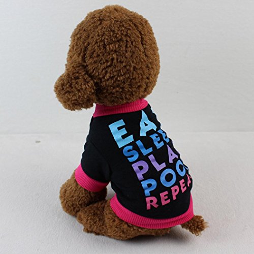 Dog Clothes, Pet Puppy Letter Apparel Cotton T-Shirt For Small Dog Boy (Black, S)