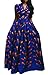 ENLACHIC Women's African Floral Printed Side Slit Bohemian High Waist Dashiki Maxi Dresses