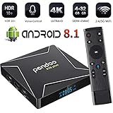Pendoo X10 Plus Android TV Box 8.1 Amlogic S905X2 4GB DDR4 32GB eMMC, Android TV Box 4K Ultra HD, Android Box with Voice Remote