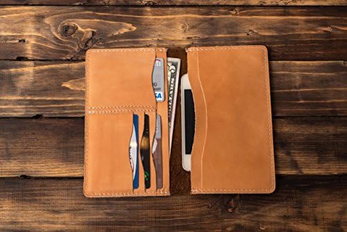 Brown and Natural High Quality Italian Leather Wallet for Phone Cash and Cards Handmade Father's Day Gift
