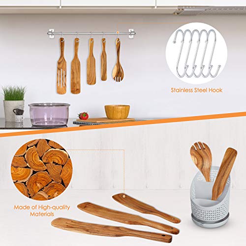 thumbnail image 2 of Spurtle Kitchen Cooking Utensil Teak Wood Non Stick Wooden Spatula... 2 of 14