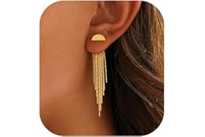 XIXINI Gold Earrings for Women, 14K Gold Plated Tassel Dangle Earrings for Women Trendy Hypoallergenic Long Chain Earring Dainty Pearl Drop Earrings Elegant Wedding Earring Fashion Jewelry for Womens