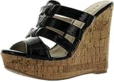 Kayleen Evie-2 Womens Patent Silde On Platform High Heel Wedge Sandals