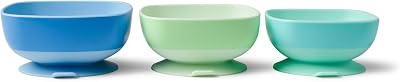 Nuby Toddler Suction Weaning Bowls 3-Pack Easy Release Tab Boy