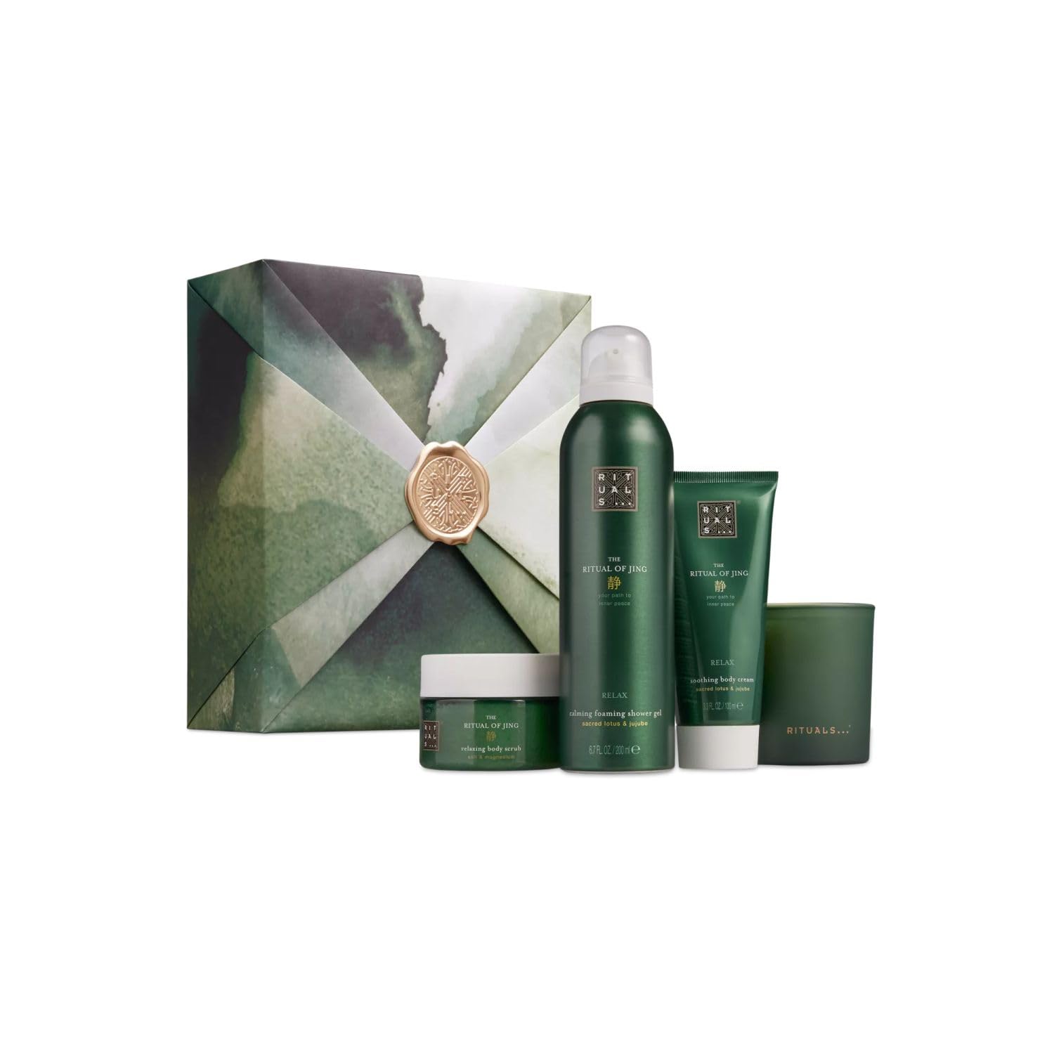 RITUALS Gift Set The Ritual of Jing M - 4 Home and Skincare Products Enriched with Lotus Flower and Jujube - Bath Gift Box with Calming and Caring Properties
