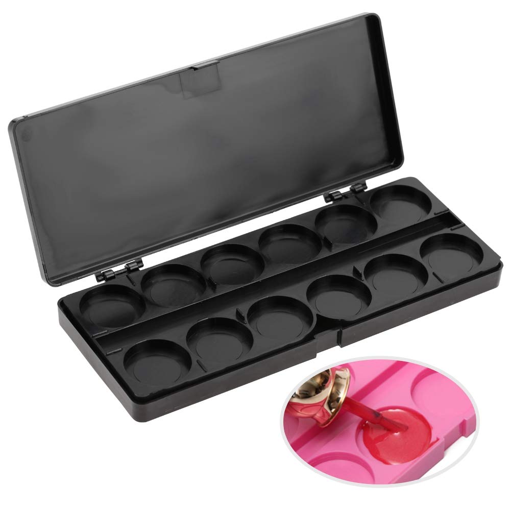 Nail Art Color Palette Makeup Mixing Palette,24 Grid 2 Layers Removable Nail Palette Box Case Manicure Drawing Tray,DIY Art Design Color Mixing Palette Tool for Nail Design,Makeup or Painting (Black)