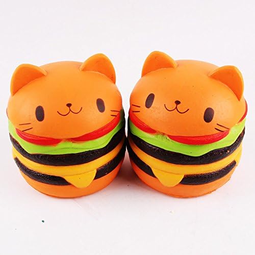 Mae Mali 2 pcs Jumbo slow rising Squishy Cat Hamburgers Cream toy. Jumbo Food Squishy, Toys For Kids and Adults