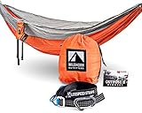 Outpost Double/Single Camping Hammock With 11’ Tree Straps - 100% Parachute Nylon - Cinch Buckle Design, No Knots Required - Easiest Hammock To Hang