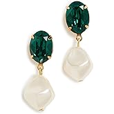 Jennifer Behr Women's Tunis Earrings, Emerald, Green, Off White, One Size