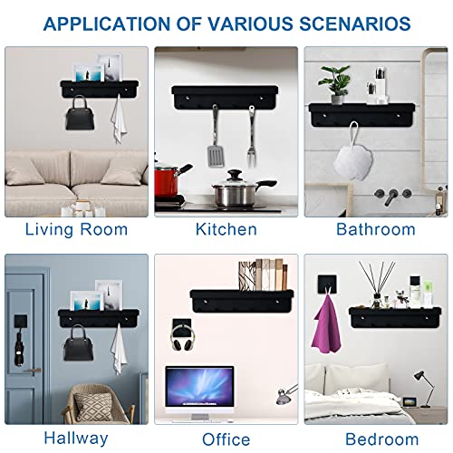 Key Holder Mail Organizer Wall Mount with 6 Key Hooks Small Shelf with 2pcs Adhesive Hooks for Entryway, Storage, Living Room, Hallway, Kitchen Office Letter