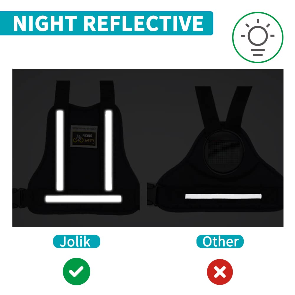 Jolik Child Safety Harness Reflective Child Motorcycle Harness, Adjustable Safety Child Harness with Two Handles, Breathable Material, Black