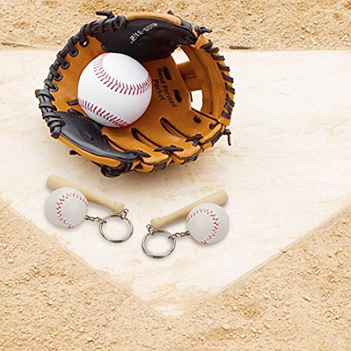 Baseball & Wooden Bat Keychains 6 Pack Baseball Party Favors for Baseball Themed Party, Birtyday Party and Goody Bags - Thumbnail 6