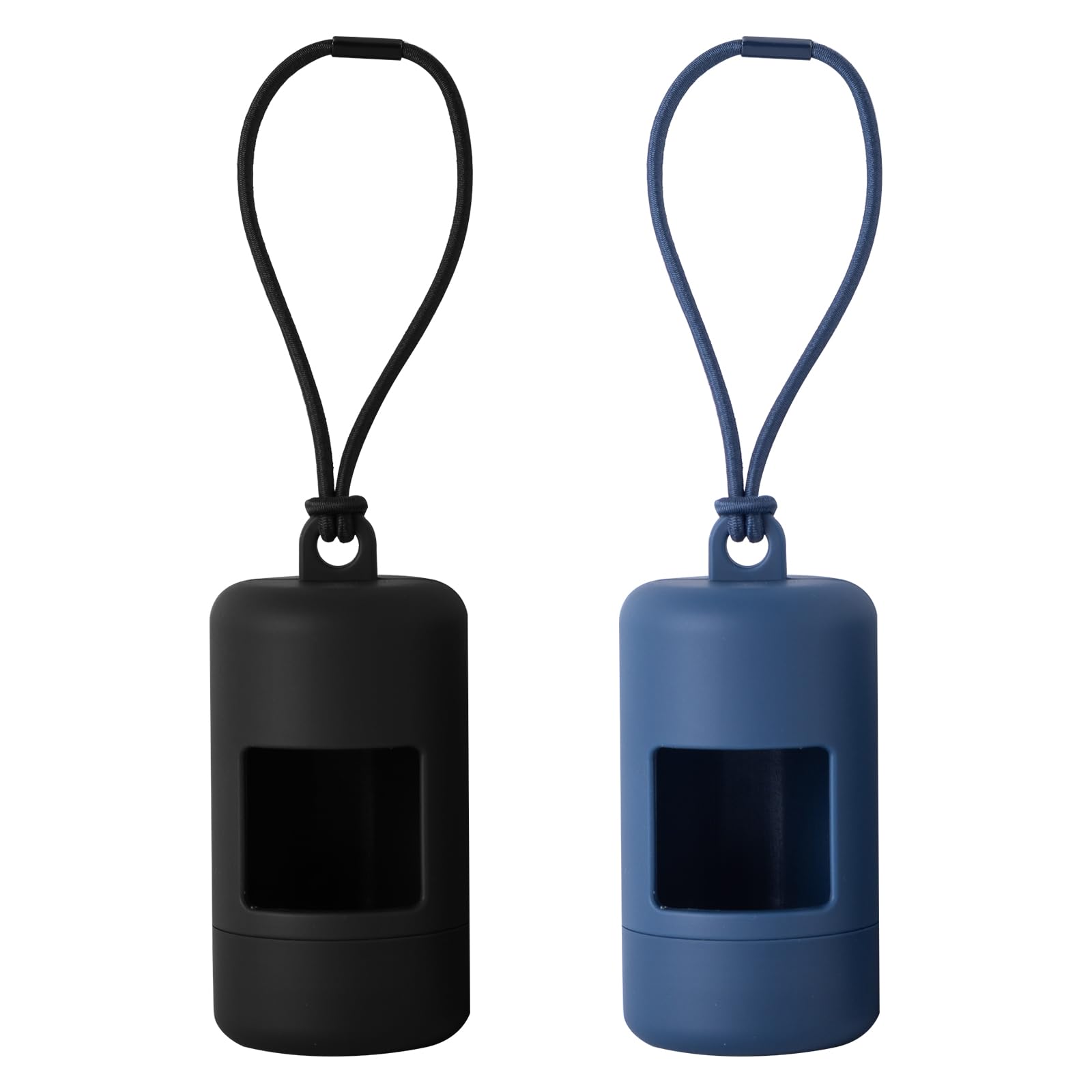 SLSON Dog Poop Bag Dispenser Hands Free Dog Leash Poop Bag Holder Plastic Portable Pet Waste Bag Dispenser Lightweight Dog Walking Accessory for Outdoor 2 Pack (Dark Blue & Black)