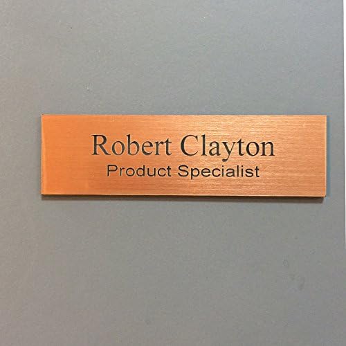 Office Nameplate Desktop or Wall Mount Custom Engraved Sign Select Your Size and Color - Brushed Copper/Black Letters - 2"H x 8"W