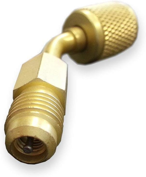 Ductless Mini Split System charging vacuum port adapter, Converts new R410a style 5/16 SAE service ports to accept older 1/4 SAE gauge hoses.