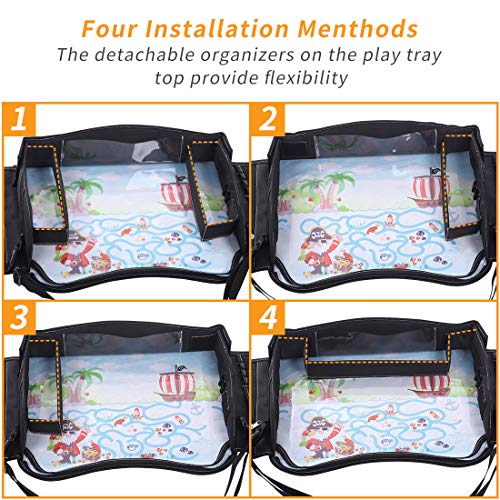 Innokids Kids Travel Lap Tray Children Car Seat Activity Snack and Play Tray Desk with Erasable