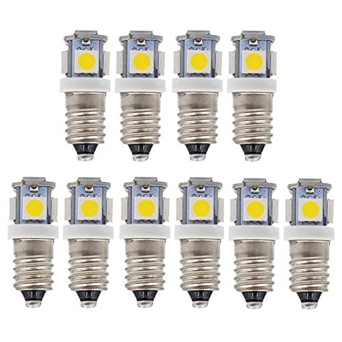 GutReise 10pcs E10 6V Cold White LED Bulbs Light Lamps 5SMD 0.5W 50LM (Cold White, 6V) - Thumbnail 3