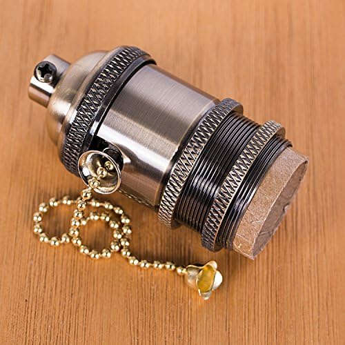 Walcut E26/ E27 Pull Chain Solid Brass Industrial Light Socket Vintage Edison Pendant Lamp (Bronze)